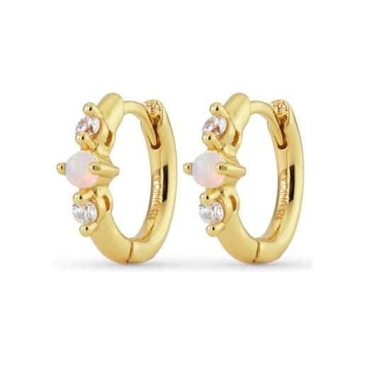 Uniqa jewels orecchini opal donna a cerchio in argento sterling 925, con pietra opale orecchini placcato oro 18k per donne e ragazze, piccoli cerchi orecchini anallergici senza nichel