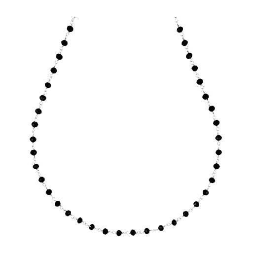 Remo Gammella collana girocollo rosario in argento 925% e perline nere 2.5 mm. Lunghezza regolabile 43-47 cm (argento/nero)