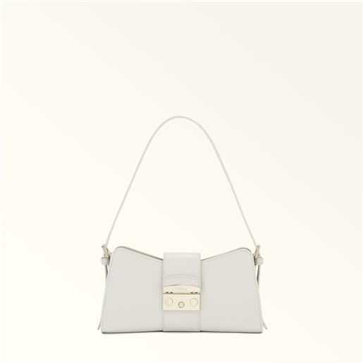 Furla metropolis remix borsa a spalla marshmallow bianco pelle di vitello morbida donna