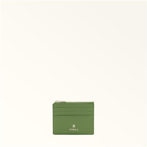 Furla camelia porta carte di credito ivy verde pelle stampata donna