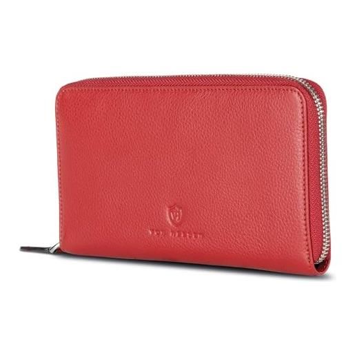 VON HEESEN portafoglio in pelle per uomo e donna, colore: rosso, taglia unica, 1 scomparto principale