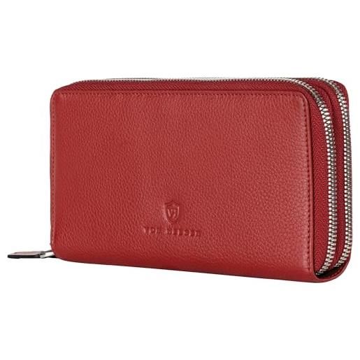 VON HEESEN portafoglio in pelle per uomo e donna, colore: rosso, taglia unica, 2 scomparti principali