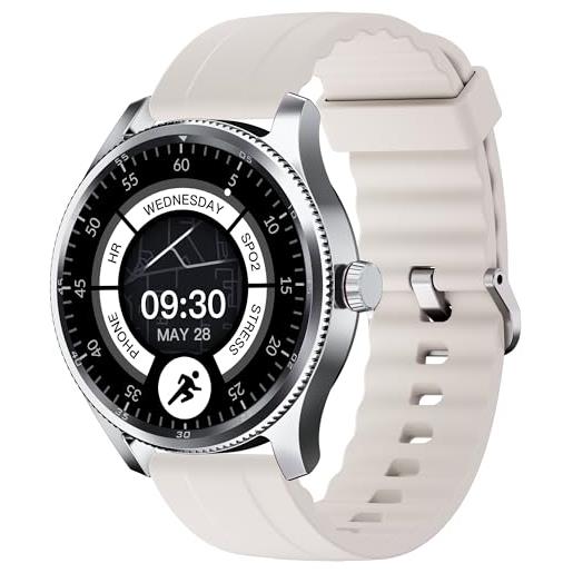 TOOBUR orologio smartwatch uomo donna con lunetta in metallo, chiamate risposta, 100 sport, contapassi e cardiofrequenzimetro, impermeabile ip68 per il nuoto, compatibile con ios android