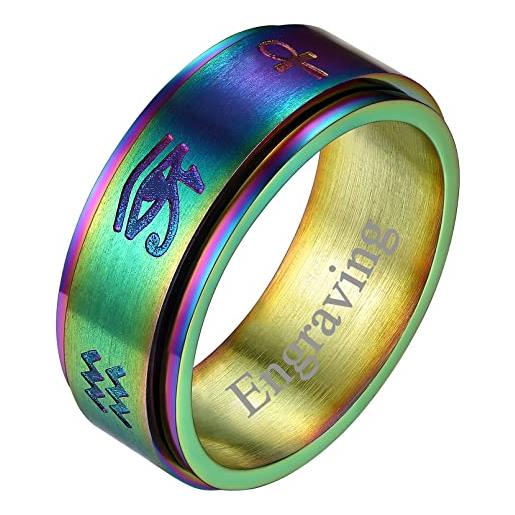 FaithHeart anello antistress ruota girevole colore polarizzato da uomo/unisex ochhio di horus totem dell'antico egitto anello di ansia spinner in acciaio inox stile figo miaura it #14-32