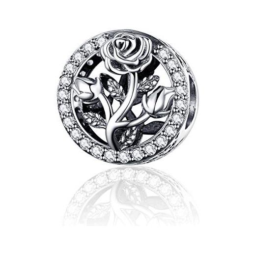 YASHUO Jewellery ciondolo a forma di girasole in argento sterling 925, compatibile con bracciali pandora, idea regalo per anniversario e compleanno, cristallo, 