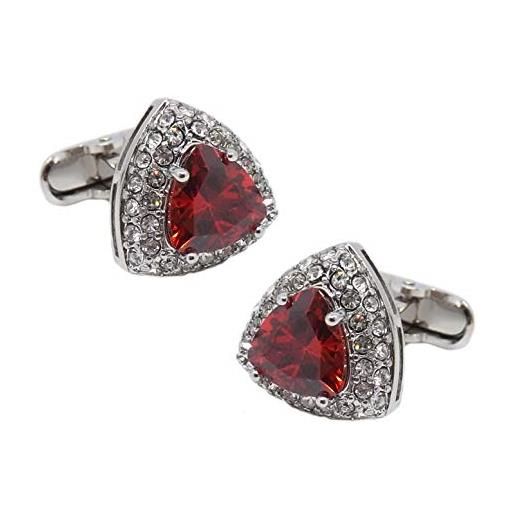 Cufflinks Direct personalizzato gemelli a triangolo con regalo da uomo in cristallo swarovski rosso rubino (gemelli con confezione regalo incisa)