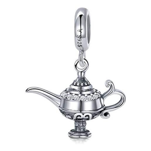YASHUO Jewellery charm in argento sterling 925 con ciondolo a forma di famiglia di aladino, per braccialetti pandora e argento, colore: ciondoli della lampada magica di aladino, cod. Ys-scc703
