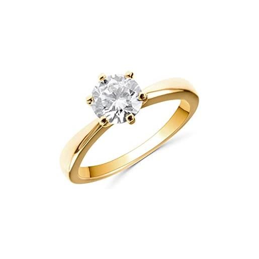Anellissimo anello solitario donna argento 925 placcato oro 18 carati con zircone - 12