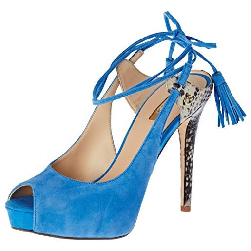 Guess homera, scarpe col tacco con plateau donna, blu (dark blue), 40 eu