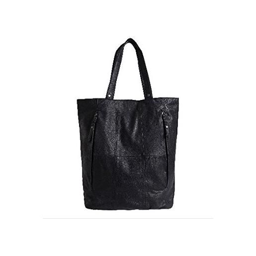 PIECES pcleah leather shopper - henkeltasche donna, schwarz (black), 15x37x29 cm (l x h d)