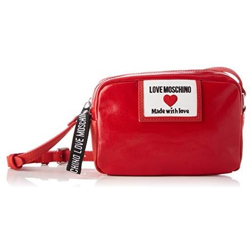 Love Moschino precollezione ss63, borsa a spalla da donna, sporty label, rosso, normal