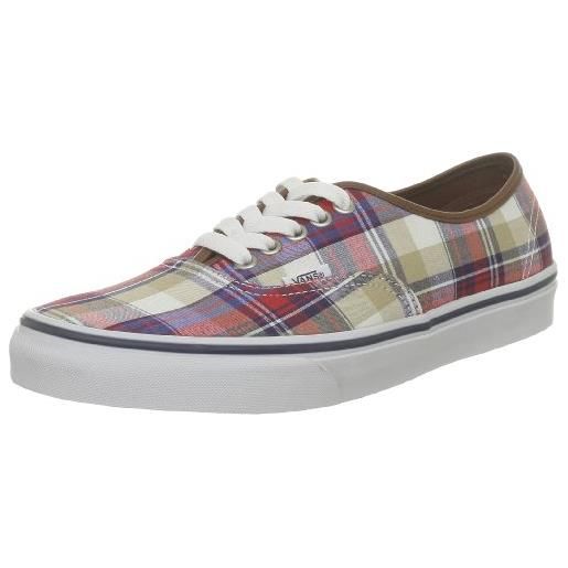 Vans u authentic (plaid) red/blu, sneaker unisex adulto, rosso (rot ((plaid) red/blu)), 38