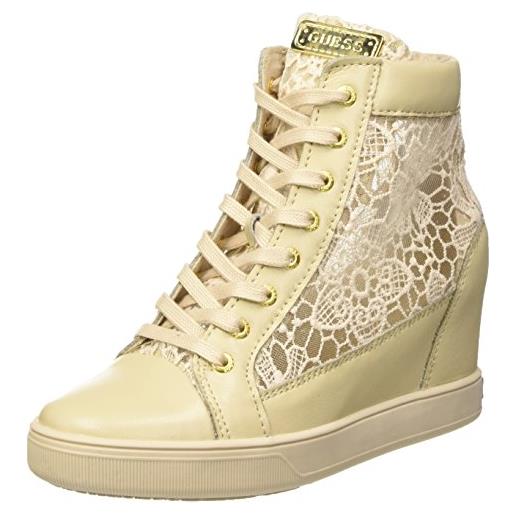 Guess lace active - sneaker basse donna, beige, 37