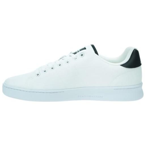 Tommy Hilfiger court cupsole pique textile fm0fm04967, sneaker con suola uomo, bianco (white), 45 eu