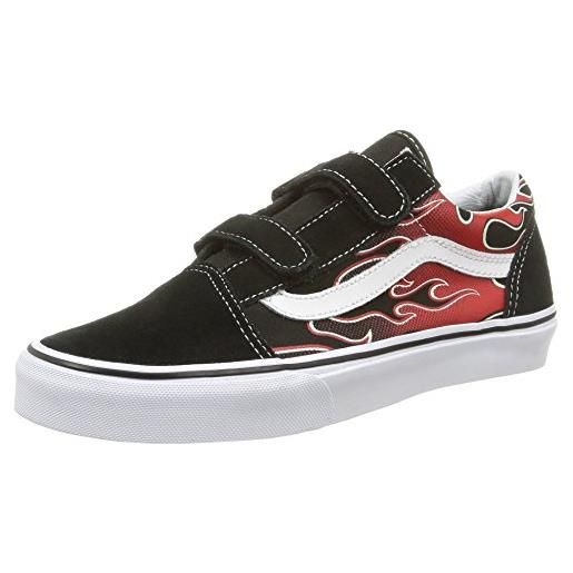 Vans. Old skool v - scarpe sportive outdoor unisex - bambini, nero (noir (glow flame/black/red)), 33