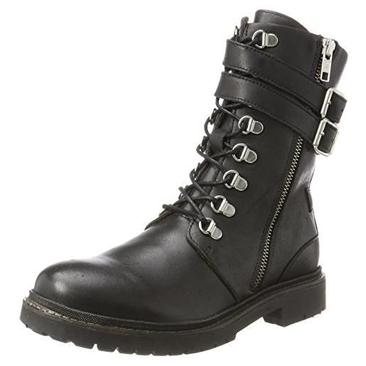 SELECTED FEMME sfkim military lace up boot, stivali da motociclista donna, nero (black), 41 eu