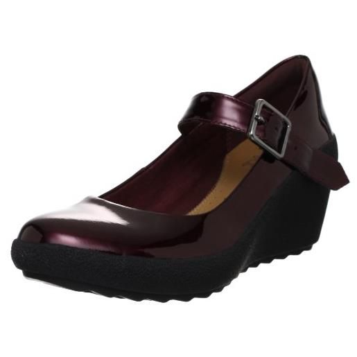 Clarks flake berry, ballerine donna, rosso (rouge (wine patent), 36 eu