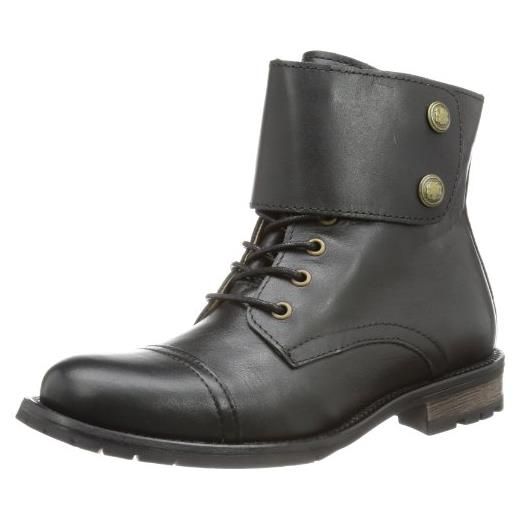 PIECES senida leather military stivali black 17051923, scarpa classica stringata donna, nero (schwarz (black)), 39