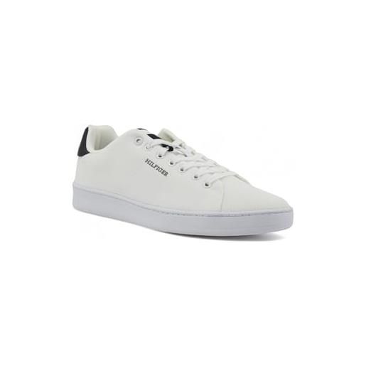 Tommy Hilfiger court cupsole pique textile fm0fm04967, sneaker con suola uomo, bianco (white), 42 eu