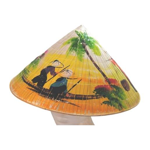 Terrapin Trading cappello vietnamita non conico dipinto genuino vietnam asia viet cong farmer