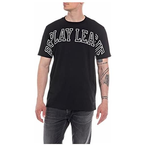 REPLAY t-shirt uomo manica corta con scritta, nero (black 098), m
