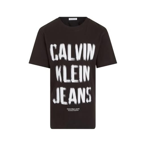 Calvin klein jeans t-shirt bambino nera pixel logo ib0ib01974 beh ck black bambino 14a