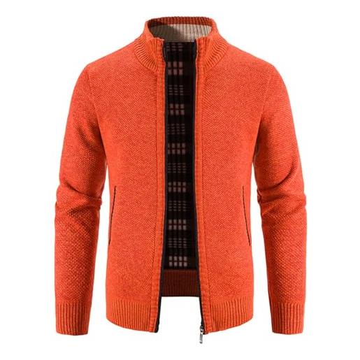 Suzanne cardigan classico per uomo uomo maglione cardigan con tasche tinta unita zip intera maglia manica lunga maglione casual per uomo uomo maglione cardigan, arancione, m