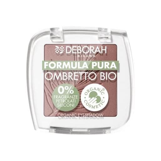 Deborah ombretto occhi mono bio formula pura colore n. 04 mat antique pink, con ingredienti 100% di origine naturale, vegan e animal friendly