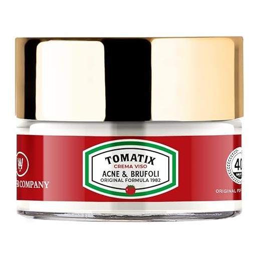 W Wonder Company tomatix crema acne & brufoli, crema viso specifica per pelli grasse, miste, impure e a tendenza acneica ad azione seboregolatrice, esfoliante e astringente, 50 ml - wonder company