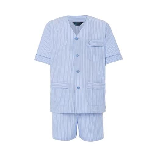 El Búho Nocturno pigiama uomo estivo manica corta classico tessuto popeline senza collo o pigiama per uomo corto maglia confortevole, (pigiama popeline blu 4523_30), (m)