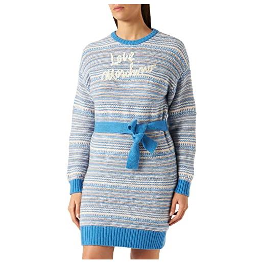 Love Moschino long sleeve dress striped with belt vestito, puffo/rosa/panx, 44 donna