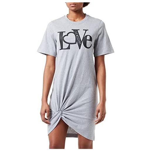 Love Moschino t-shape dress vestito, grigio chiaro melange, 50 donna