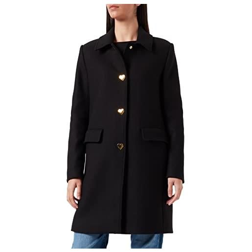 Love Moschino lined coat cappotto, nero, 46 donna