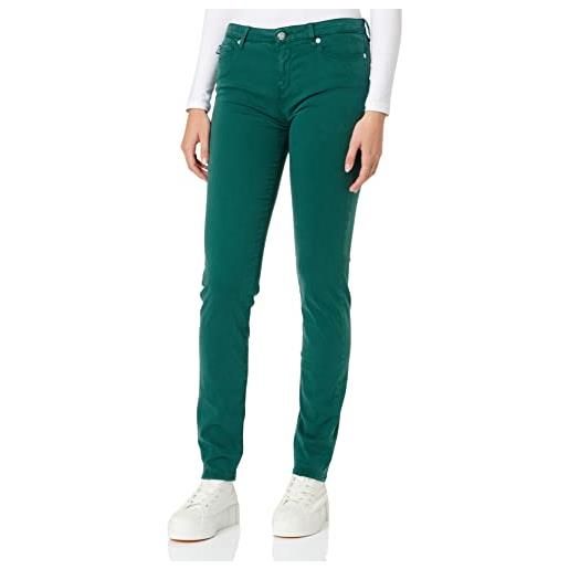Love Moschino moschino garment dyed twill with black shiny logo back tag pantaloni casual, verde, w26 donna