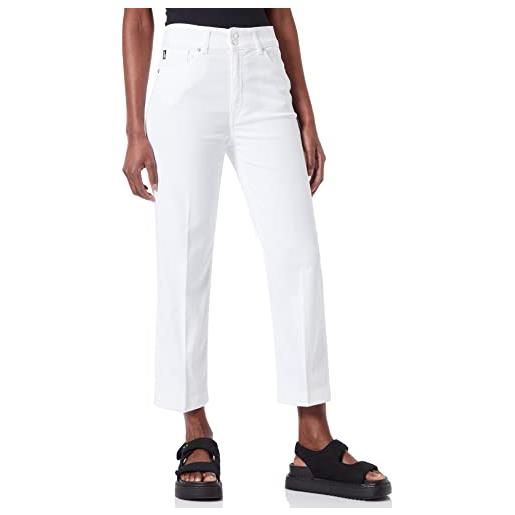 Love Moschino moschino high-waisted regular fit trousers in stretch lyocell gabardine pantaloni, bianco, w26 donna