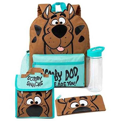 Scooby Doo zaino 4 pezzi bambini | girls boys mystery animated character 3d ears rucksack lunch bag pencil case and water bottle regali per borse per il ritorno a scuola