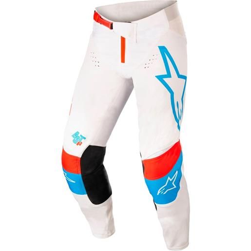 ALPINESTARS - pantaloni techstar quadro bianco / blue neon / bright rosso