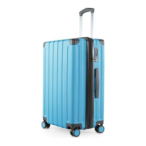 Hauptstadtkoffer q-damm - valigia media a guscio rigido, tsa, 4 ruote, bagaglio da stiva con espansione di volume di 6 cm, 68 cm, 89 l, blu ciano