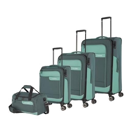 travelite viia 4w l/m/s - borsa da viaggio, bagagli- set di bagagli, trolley set (l/m/s) + borsa da viaggio, eucalipto (verde)