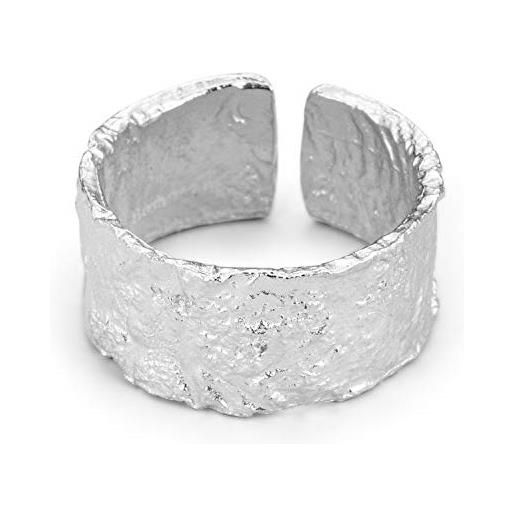 Lotus Fun ✦ regalo donna ✦springlight anelli donna in argento sterling s925 anelli larghi superficie irregolare lamina argento oro anello regolabile argento, gioielli fatti a mano da donna regalo mamma. (silber)