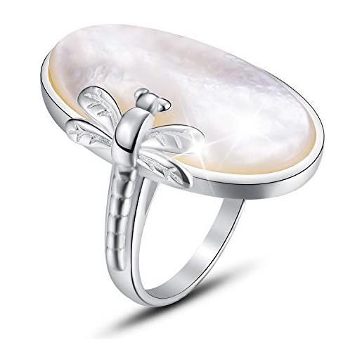 Lotus Fun springlight ✦ regalo san valentino anelli donna in argento sterling s925 anello conchiglia naturale con anello aperto animale libellula gioielli regalo donna san valentino per lei. 