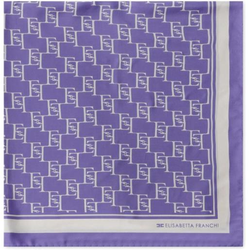 ELISABETTA FRANCHI foulard grande in twill di seta stampa logo - fo01l41e2 - iris