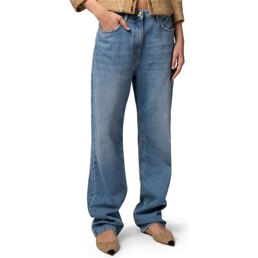 ELISABETTA FRANCHI jeans gamba dritta con ricamo - pj45d41e2 - denim
