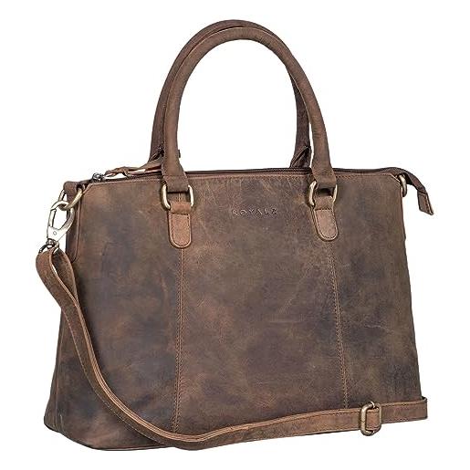 ROYALZ 'payton' elegante borsa in pelle donna vera pelle piccola borsa vintage borsa in pelle, colore: nevada marrone