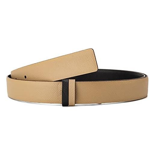 Vatee's cinturino reversibile di ricambio in vera pelle per gli uomini/donne regolabile senza fibbia 2.5cm ampio 95cm lunga khaki & nero