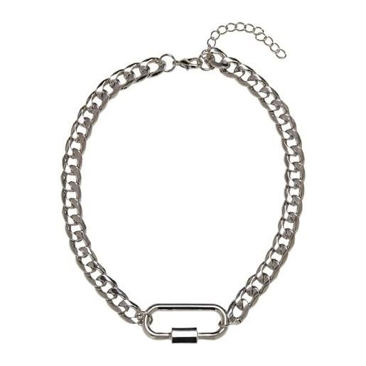 Urban Classics collana unisex fastener necklace, colore argento, taglia unica