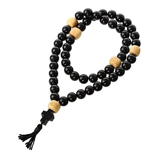 NKlaus rosario gagat 10 palline collana di preghiera fatta a mano ambra nera top 36121