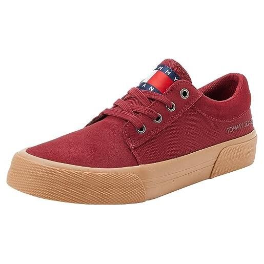 Tommy Jeans sneakers vulcanizzate uomo skate derby scarpe, rosso (rouge), 45 eu