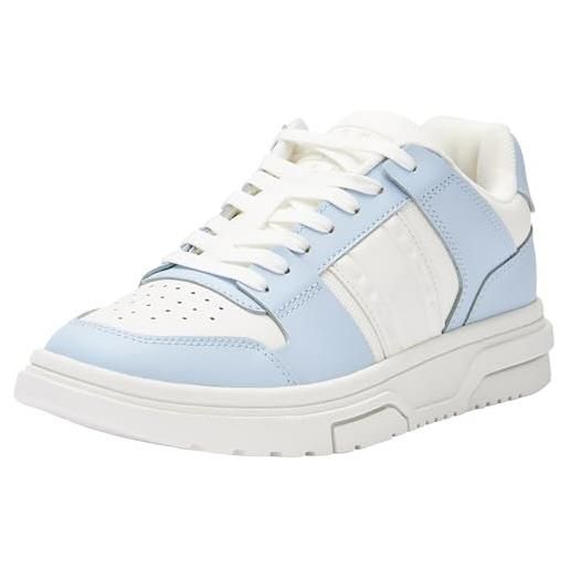 Tommy Jeans tjw skate sneaker mat mix en0en02501, suola cupsole donna, blu (breezy blue), 39 eu