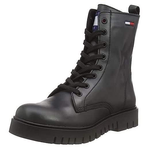 Tommy Jeans lace up wmns boot en0en01992, stivale basso donna, nero (black), 39 eu